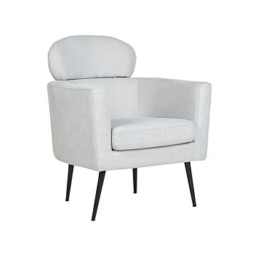 Armchair Light Grey Fabric Soft Upholstery Black Legs With Headrest Backrest Retro Glam Art Decor Style Beliani