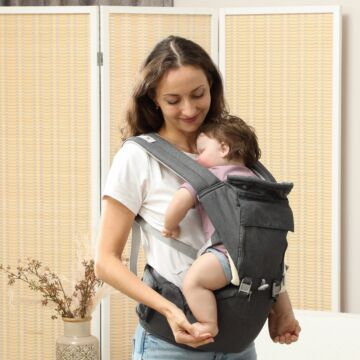Aiyaplay 6 In 1 Baby Carrier Newborn To Toddler With Removable Seat For 0-36 Months, Up To 15kg, Grey