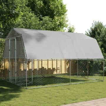 Vidaxl Chicken Cage With Roof And Door Silver Galvanised Steel