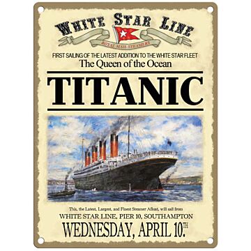 Small Metal Sign 45 X 37.5cm Vintage Retro Titanic