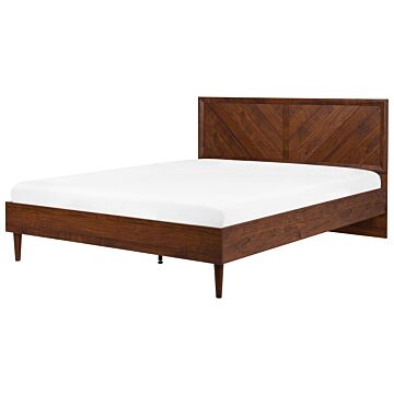 Eu Super King Size Panel Bed 6ft Dark Wood Slatted Frame Vintage Beliani