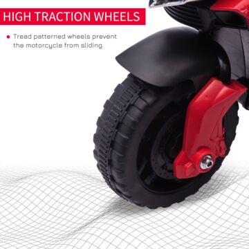 Homcom Kids Electric Pedal Motorcycle Ride-on Toy Battery Powered Rechargeable 6v Realistic Sounds 3 Km/h Max Speed For Girls Boy 18-48 Months Red