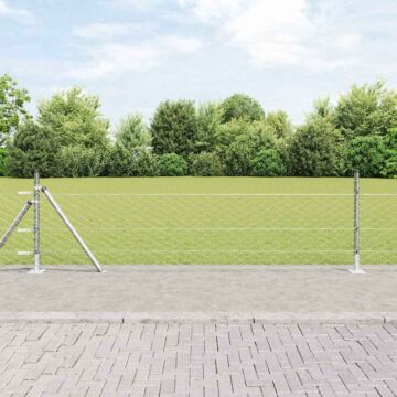 Vidaxl Hexagon Fence 0.4x100 M Galvanised Steel, Vidaxl Fence Posts With Base Plates 13 Pcs Ø32mm 50cm Galvanised Steel