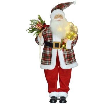 Homcom Life Size Animated Santa Claus, 133cm Tall Christmas Decoration With Sound Activated, Light Up Ornament, Laughing Effect And Festive Music For Party