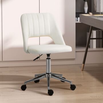 Vinsetto Armless Velvet-feel Office Chair - Cream White