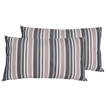 Set Of 2 Patio Cushions Stripes Fabric 40 X 70 Cm Water Resistant Removable Cover Beliani