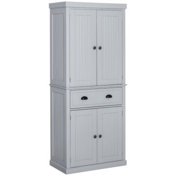 Homcom Traditional Kitchen Cupboard Freestanding Storage Cabinet With Drawer, Doors And Adjustable Shelves, Grey