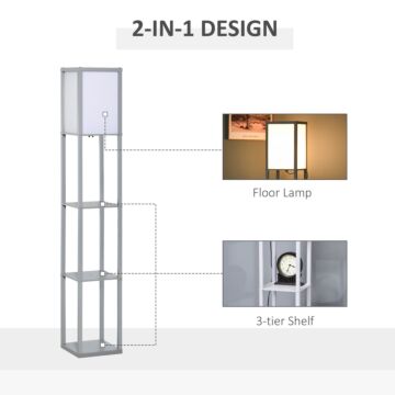 Homcom Standing Lamp, Floor Light With 4-tier Storage Shelf, Reading Standing Lamp White