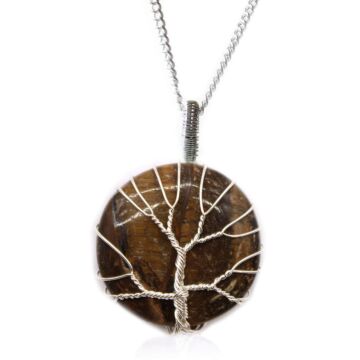 Tree Of Life Gemstone Necklace - Tiger Eye