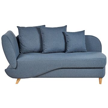 Left Hand Chaise Lounge In Blue Fabric With Storage Container