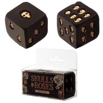 Gothic Black And Gold Set Of 2 Skull Dice