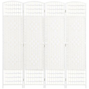 Homcom 4 Panel Folding Room Divider, Privacy Screen, Freestanding Paravent Partition Separator, Bedroom And Office, 160 X 170cm, White