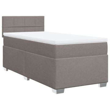 Vidaxl Box Spring Bed With Mattress Taupe 90x200 Cm Fabric