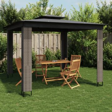 Vidaxl Gazebo With Double Roof Anthracite 2.94x2.94 M Steel