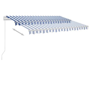 Vidaxl Freestanding Manual Retractable Awning 300x250 Cm Blue/white