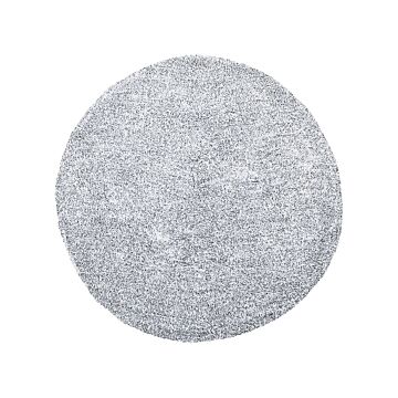 Shaggy Area Rug Grey Melange 140 Cm Modern High-pile Machine-tufted Round Carpet Beliani