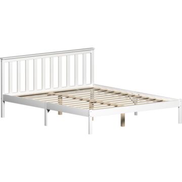 Milan King Size Wooden Bed, Low Foot, White