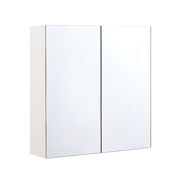 Bathroom Mirror Cabinet White Plywood 60 X 60 Cm Hanging 2 Door Cabinet Shelves Storage Beliani