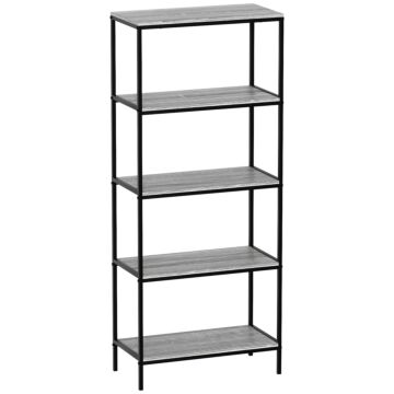 Vida Designs Brooklyn 5 Tier Bookcase, Grey