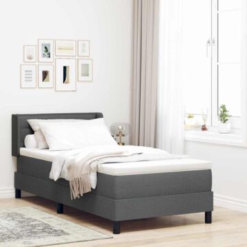 Vidaxl Box Spring Bed With Mattress Dark Grey 80x200 Cm Fabric, Vidaxl Headboard Lines Design Dark Grey 80 Cm Fabric