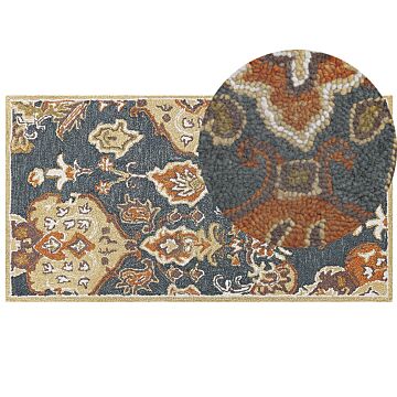 Area Rug Mulitcolour Wool 80 X 150 Cm Thick Dense Pile Oriental Pattern Beliani