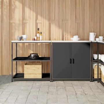 Vidaxl With Shelf With Storage With Door Adjustable 2 Pcs Black Cold-rolled Steel