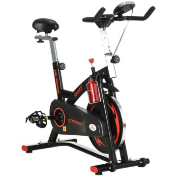 Homcom Stationary Exercise Bike, Aerobic Indoor Training, Upright Cycling Cardio Workout, Home Fitness Racing Machine With 10kg Flywheel Lcd Monitor