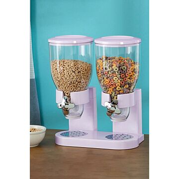 4l 2-compartment Dry Food Dispenser Double Cereal Containers Storage