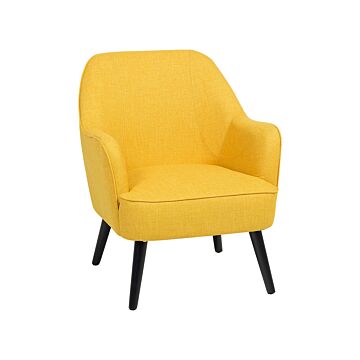 Armchair Yellow Club Chair Retro Style Wooden Legs Beliani