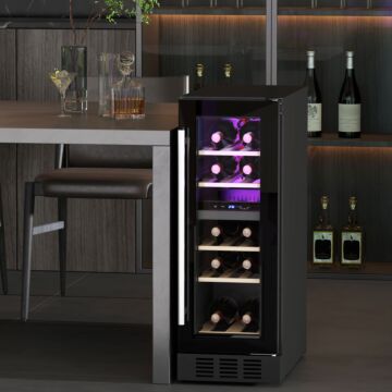 Homcom 16 Bottle Dual Zone 5-18℃ Wine Fridge - Black