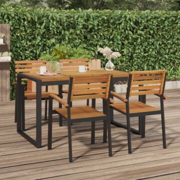 Vidaxl Stackable Garden Chairs 4 Pcs Solid Wood Acacia And Metal