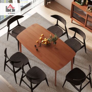 Homcom Pine Wood Rectangular Dining Table - Light Brown