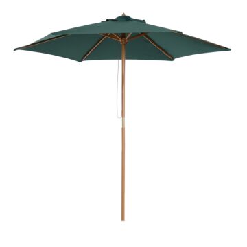 Outsunny 2.5m Wooden Garden Patio Parasol Umbrella-dark Green