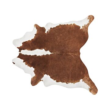Cowhide Rug Brown And White Cow Hide Skin 3-4 M² Country Rustic Style Throw Brazilian Cow Hide Beliani