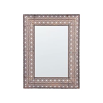 Wall Mounted Hanging Mirror Copper 69 X 90 Cm Rectangular Decorative Frame Home Accessory Accent Piece Beliani