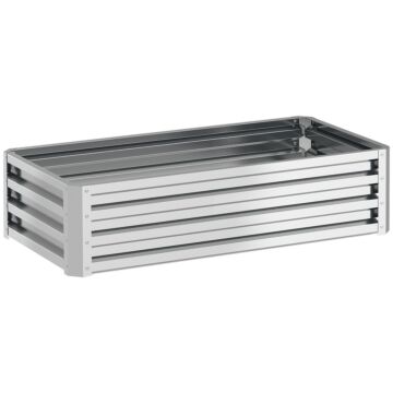 Outsunny Raised Beds For Garden, Galvanized Outdoor Planters, For Herbs And Vegetables, Use For Patio, Backyard, Balcony, Silver