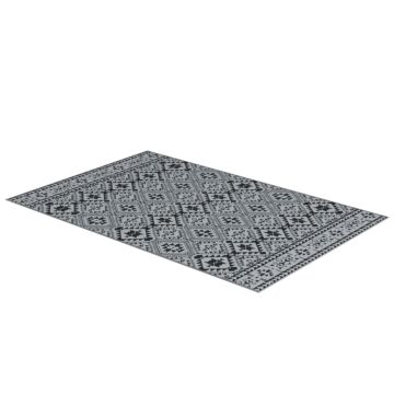 Outsunny Plastic Straw Reversible Rv Outdoor Rug With Carry Bag, 182 X 274cm, Black And Grey