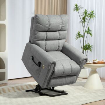 Homcom Power Lift Chair, Electric Recliner Armchair With Massage And Heat, Type C And Usb Ports, Fabric Riser And Reclining Chair With Side Pockets, Grey