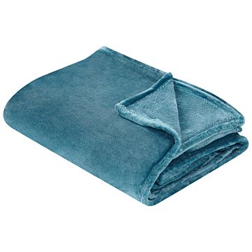 Blanket Blue Polyester 200 X 220 Cm Soft Pile Bed Throw Cover Home Accessory Modern Design Beliani