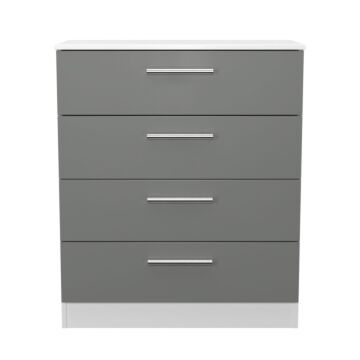 Contrast 4 Drawer Chest In Dusk Grey & White