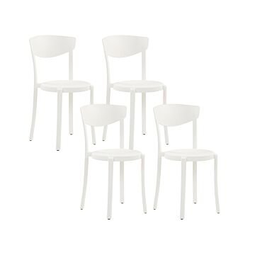 Set Of 4 Garden Chairs White Polypropylene Lightweight Weather Resistant Plastic Indoor Outdoor Modern Beliani