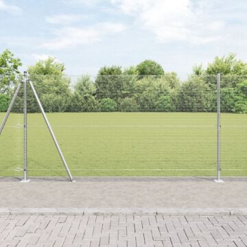 Vidaxl Welded Wire Fence With 13 Flanged Posts 1.2x50 M Galvanised Steel