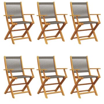 Vidaxl Folding Garden Chairs 6 Pcs Grey Solid Wood Acacia