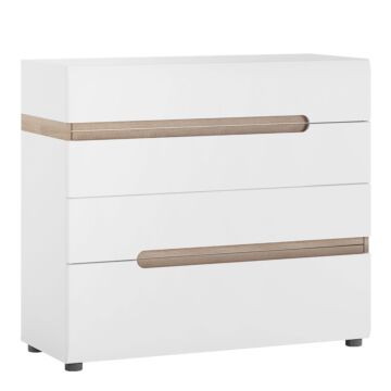 Chelsea 4 Drawer Chest In White With Oak Trim