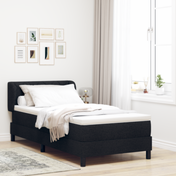 Vidaxl Box Spring Bed With Mattress Black 90x190 Cm Fabric
