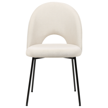 Set Of 2 Dining Chairs Beige Velvet Upholstery Black Legs Retro Glamour Beliani