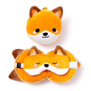 Relaxeazzz Travel Pillow & Eye Mask - Adoramals Finnick The Fox