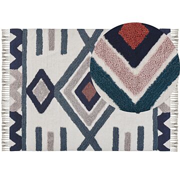 Area Rug Multicolour Cotton 160 X 230 Cm Scandinavian Pattern Handwoven Tufted Rectangular Living Room Beliani