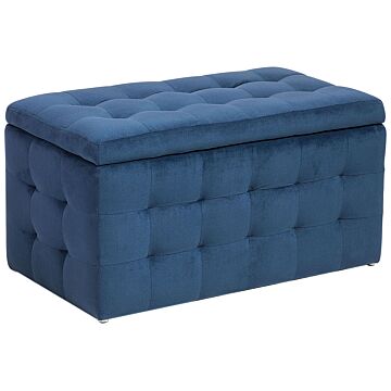 Ottoman Dark Blue Velvet Tufted Upholstery Bedroom Bench With Storage Beliani