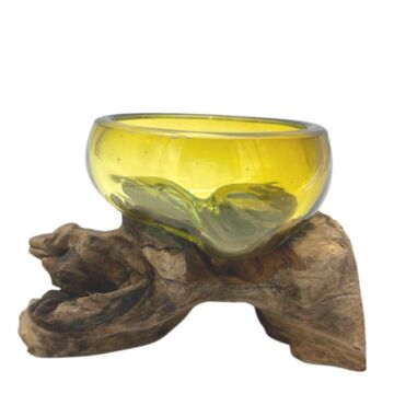 Molton Glass Mini Amber Bowl On Wood